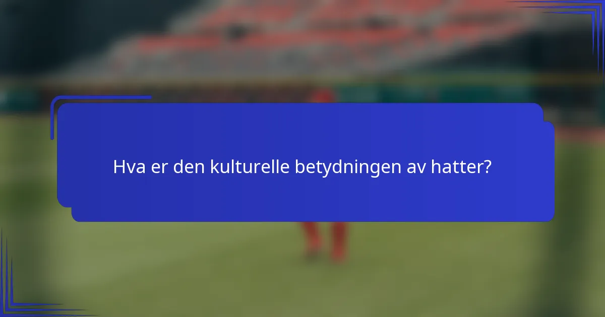 Hva er den kulturelle betydningen av hatter?