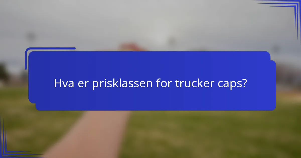 Hva er prisklassen for trucker caps?