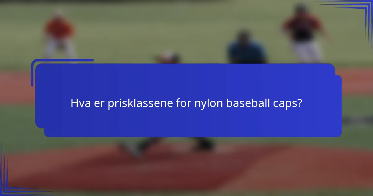 Hva er prisklassene for nylon baseball caps?