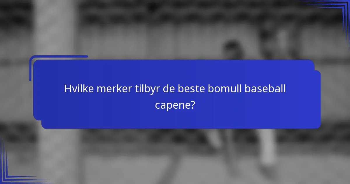 Hvilke merker tilbyr de beste bomull baseball capene?