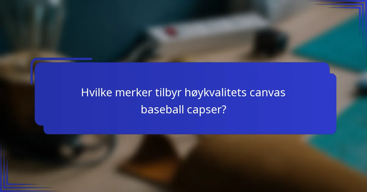 Hvilke merker tilbyr høykvalitets canvas baseball capser?