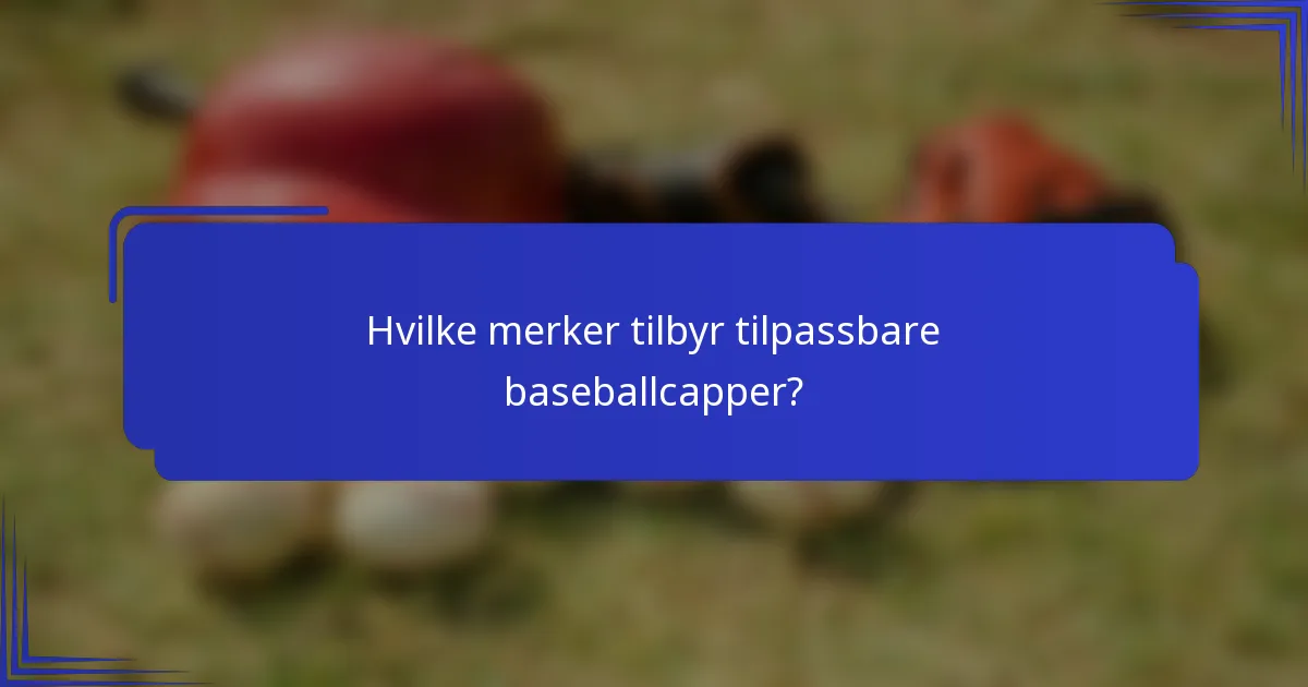 Hvilke merker tilbyr tilpassbare baseballcapper?
