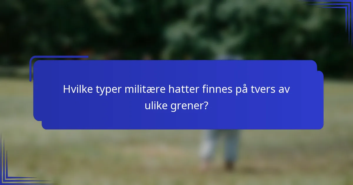 Hvilke typer militære hatter finnes på tvers av ulike grener?