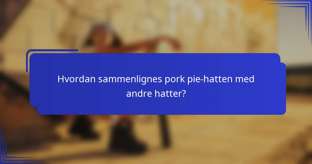 Hvordan sammenlignes pork pie-hatten med andre hatter?